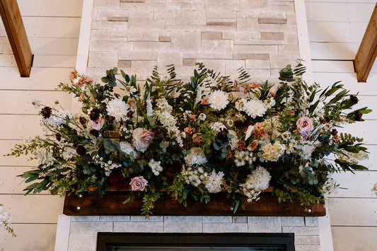 The Alice Fireplace Mantel Floral Installation